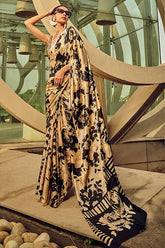 Digital Printed Black Saree